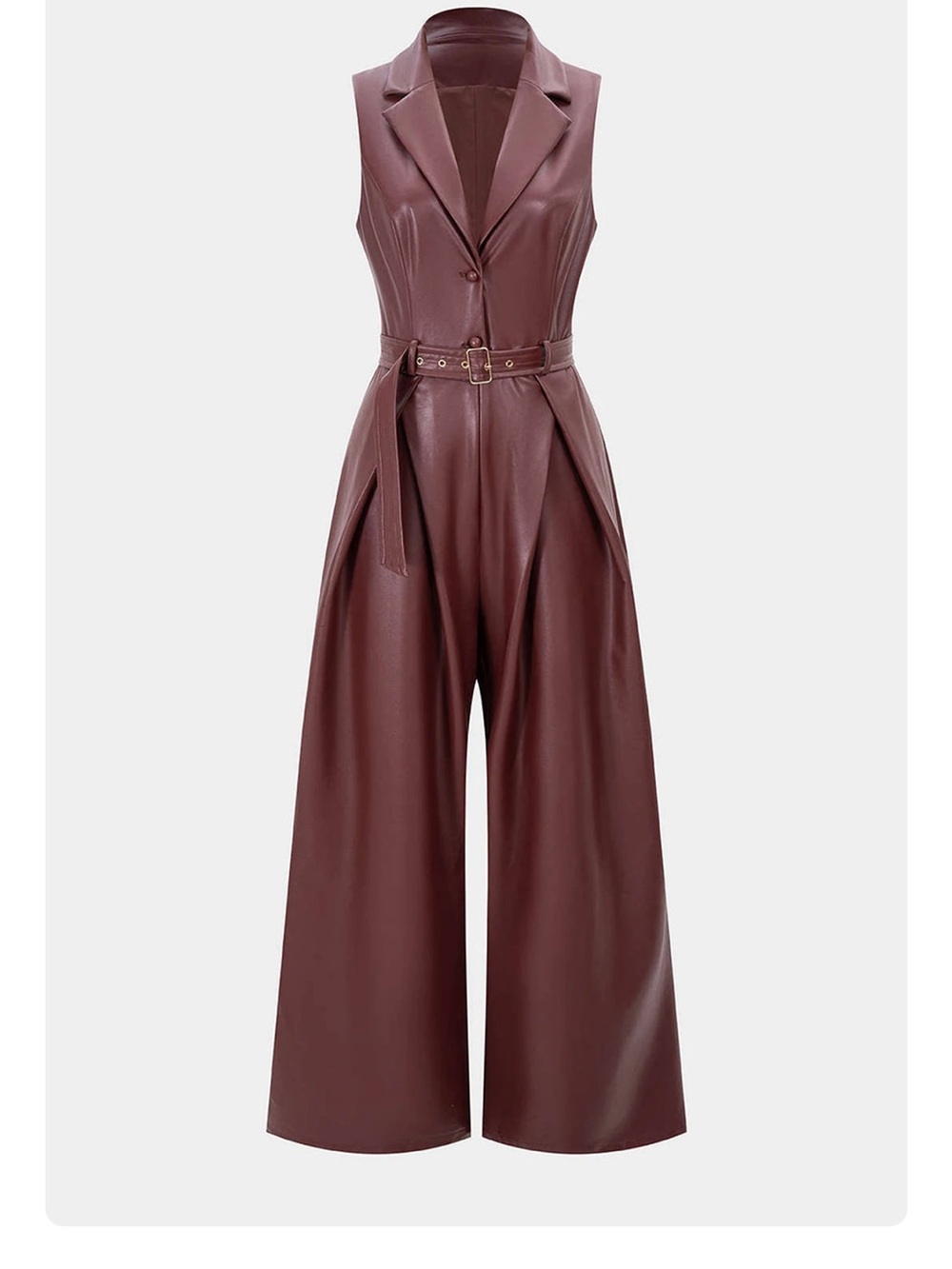 Micas Womens Faux Leather Burgundy Jumpsuit Rave Event Contemporary Barrel XL